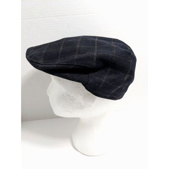 Country Gentleman Wool Blend Newsboy Cap Hat Medium Dark Gray Plaid Fitted - Picture 2 of 7